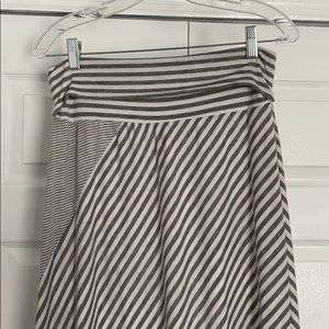 Gray and white striped maxi skirt